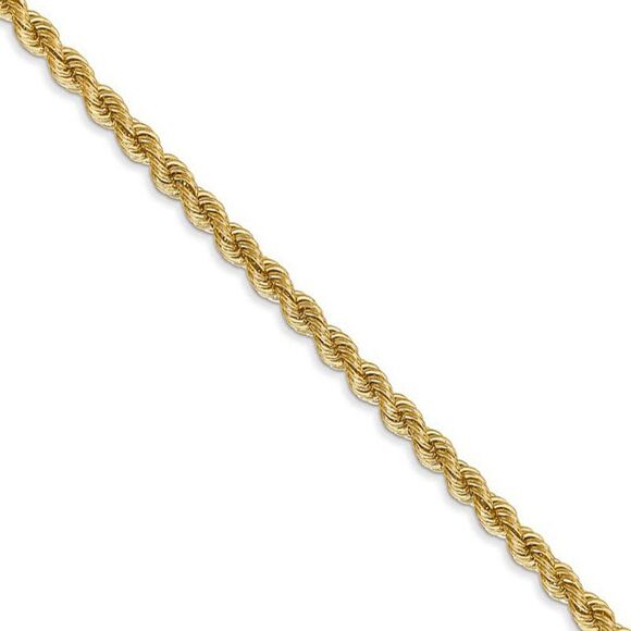 14k Yellow Gold, Handmade Solid Rope Chain Necklace, 22 Inch